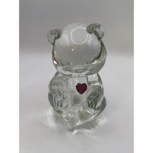 Fenton Handmade Collectible Glass Bear Figurine February Birthstone Purple Heart